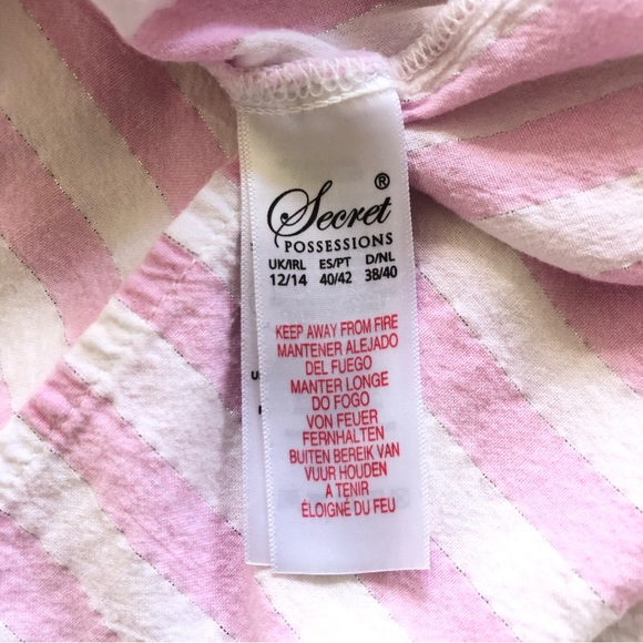 Secret Possessions Pink Metallic Stripped Button Down Shirt Top Women’s Size M/L - Picture 11 of 12